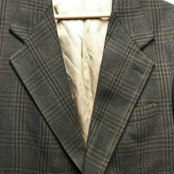 Bill Blass Mens Green herringbone tweed Wool Sport Coat Blazer Jacket 42 - Picture 6 of 12